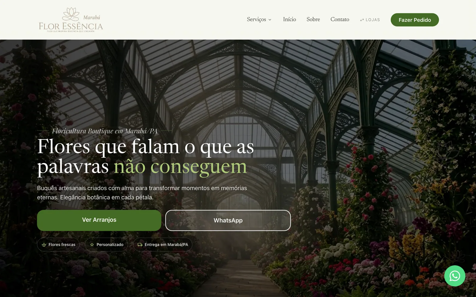 Site da Flor Essência (unidade Marabá) — página inicial no desktop